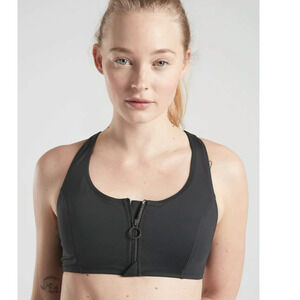 Athleta S black Offshore Paddle Bikini top front zipper swim bathing suit sport